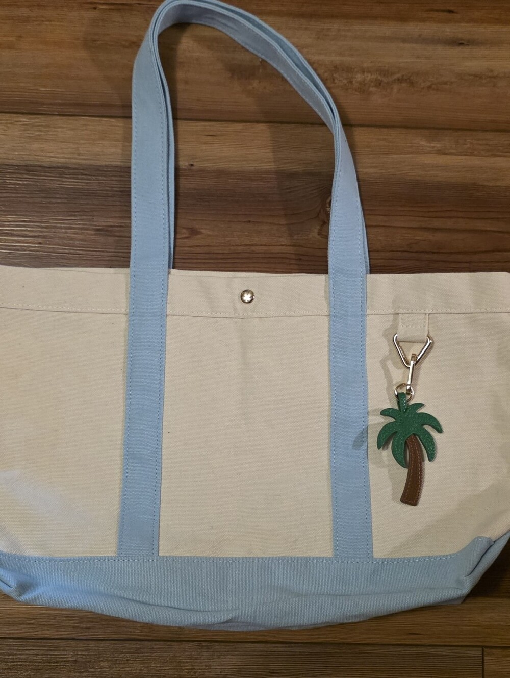 Baublebar Seaside Escape Heavyweight Canvas Boat Tote NWOT Palm Tree Charm